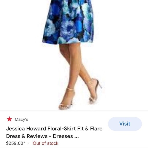 Jessica Howard Floral-Skirt Fit & Flare Dress - Picture 2 of 7